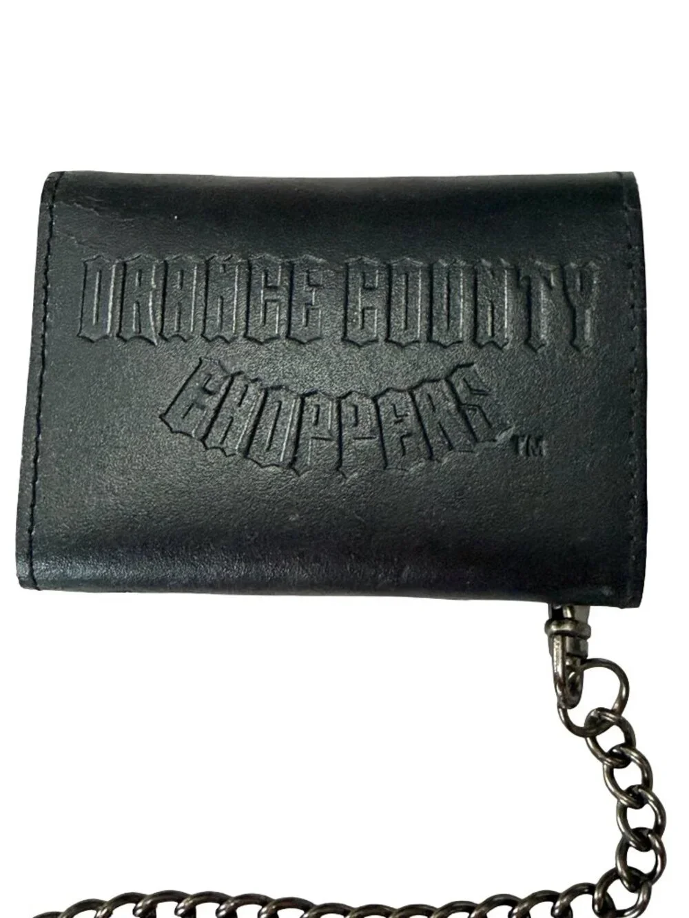 Orange County Choppers OCC Genuine Leather Chain Wallet Biker Motorcycle Trifold